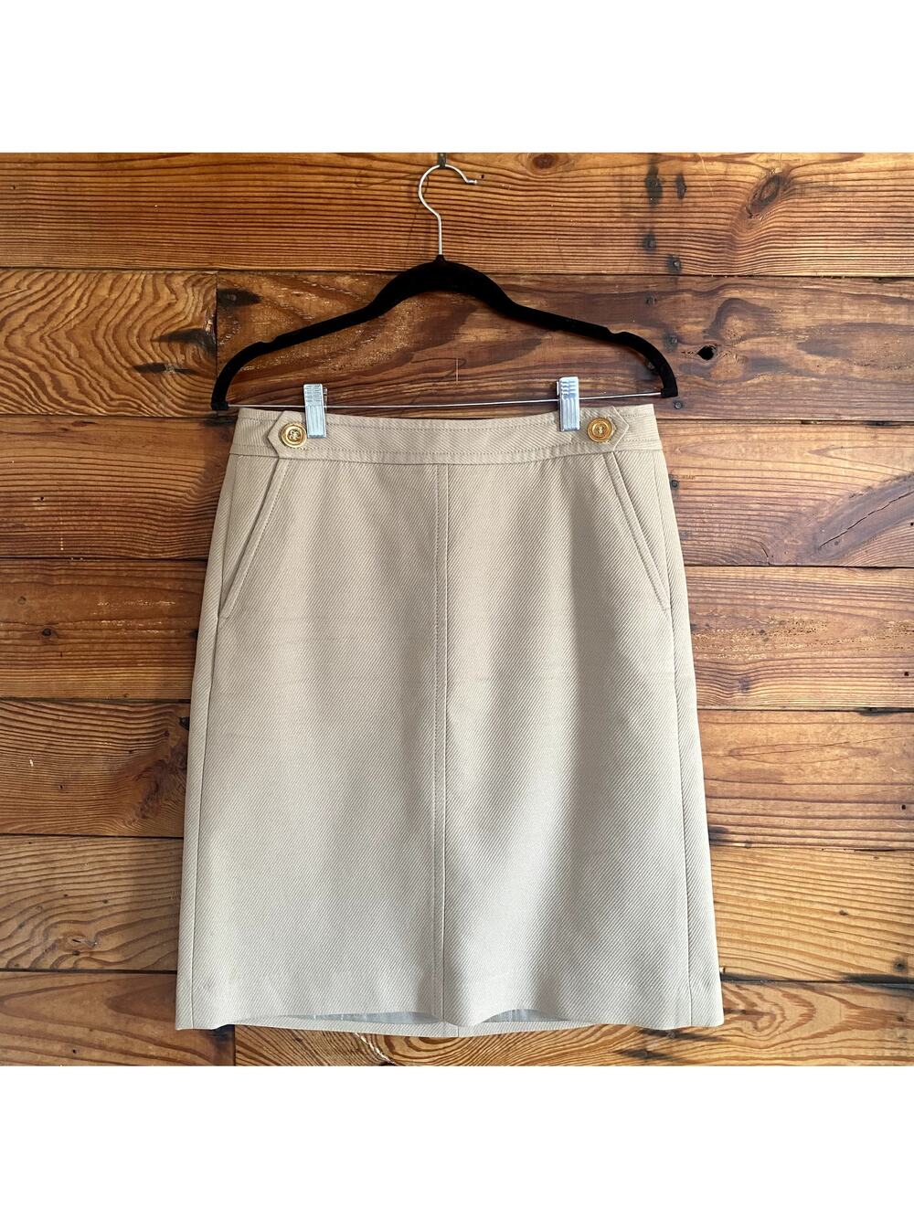 Talbots tan cotton knitted pencil skirt